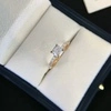 Custom Jewelry 18K Yellow Gold Cushion Cut Lab Grown Diamond Ring with Melee Lab Diamond Side stone for Women 7