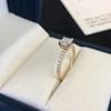 Custom Jewelry 18K Yellow Gold Cushion Cut Lab Grown Diamond Ring with Melee Lab Diamond Side stone for Women 6