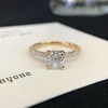 Custom Jewelry 18K Yellow Gold Cushion Cut Lab Grown Diamond Ring with Melee Lab Diamond Side stone for Women 2