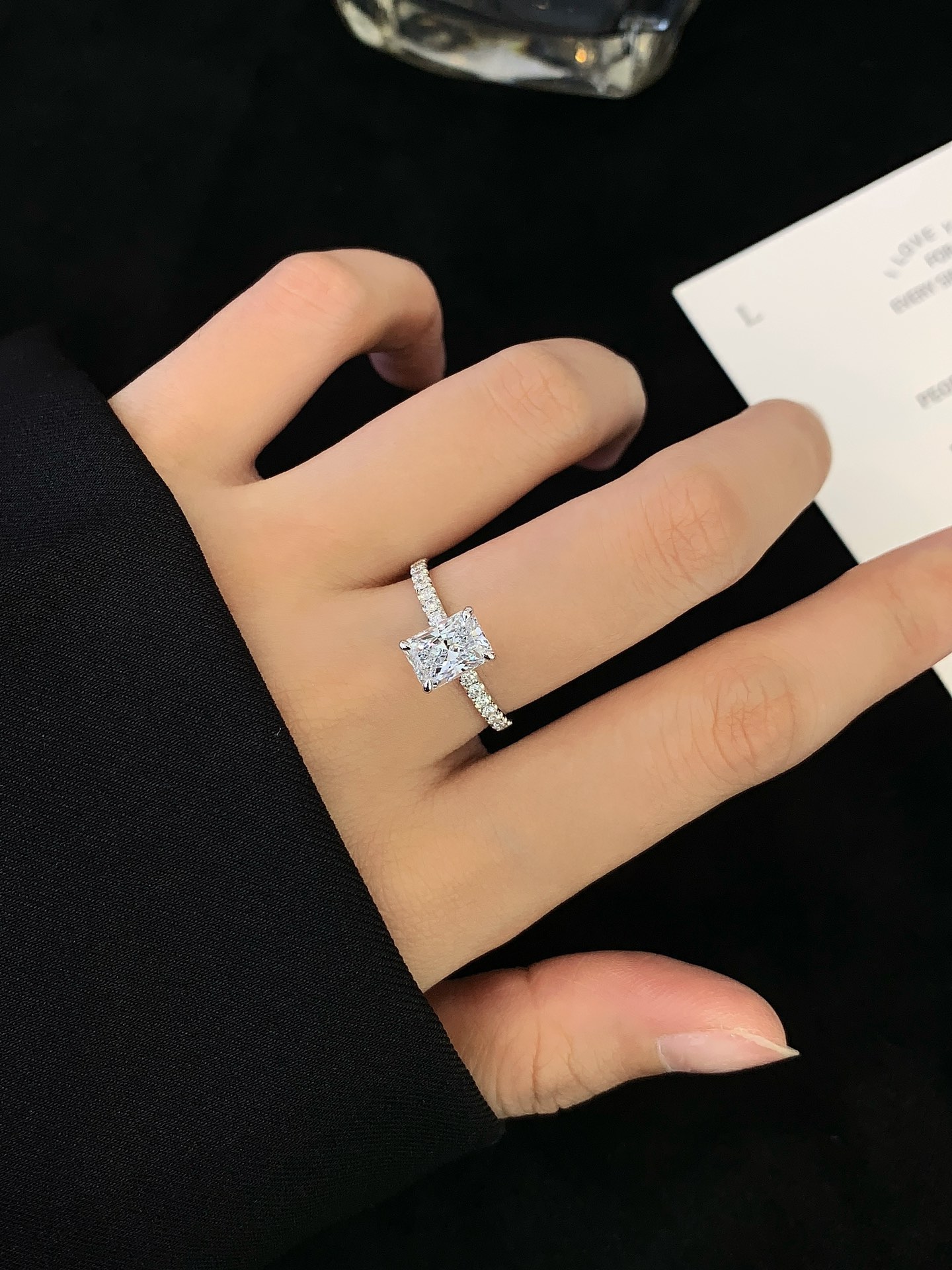 1.27ct Radiant Crushed Ice Cut Diamond Rings 18k White Gold Fine Jewelry Radiant Cut Lab Diamond Ring 6