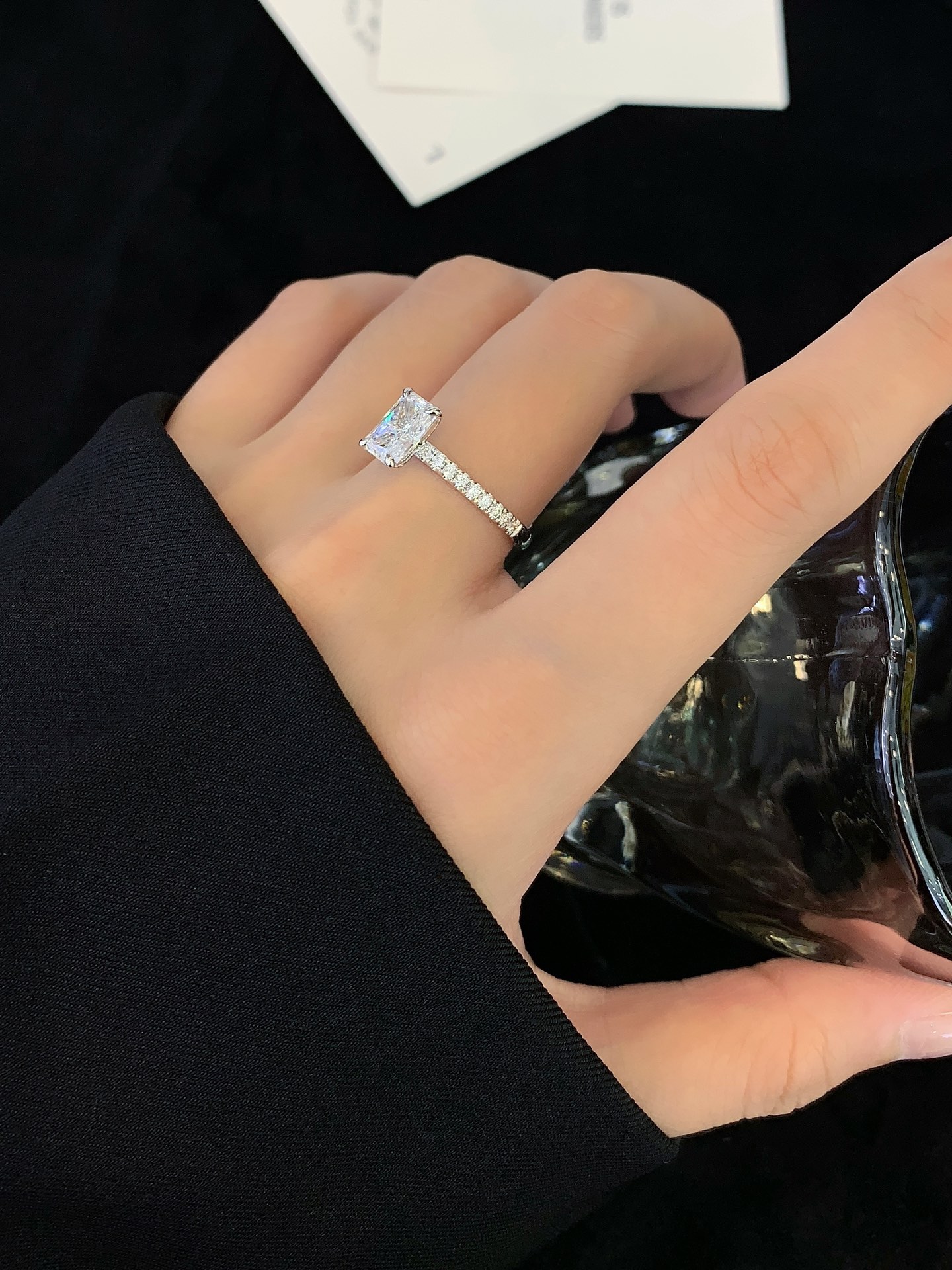 1.27ct Radiant Crushed Ice Cut Diamond Rings 18k White Gold Fine Jewelry Radiant Cut Lab Diamond Ring 7
