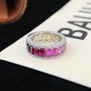 5*3mm Emerald Cut Colorful Lab Grown Sapphire Ring 18k Yellow AU750 Rainbow Eternity Ring 2