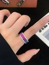 5*3mm Emerald Cut Colorful Lab Grown Sapphire Ring 18k Yellow AU750 Rainbow Eternity Ring 3