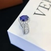 Romantic Style French Lace Edge Simulated Sapphire 2.52ct Oval 9K White Gold Wedding Ring for Anniversary 3