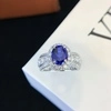 Romantic Style French Lace Edge Simulated Sapphire 2.52ct Oval 9K White Gold Wedding Ring for Anniversary 5