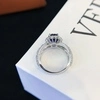 Romantic Style French Lace Edge Simulated Sapphire 2.52ct Oval 9K White Gold Wedding Ring for Anniversary 6