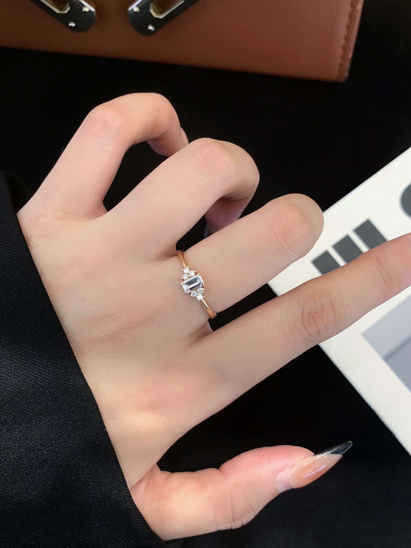 Gia Igi Certified HPHT Lab Grown Diamond Engagement Ring 14k/18k Solid Gold with Emerald Cut Cluster for Women 4