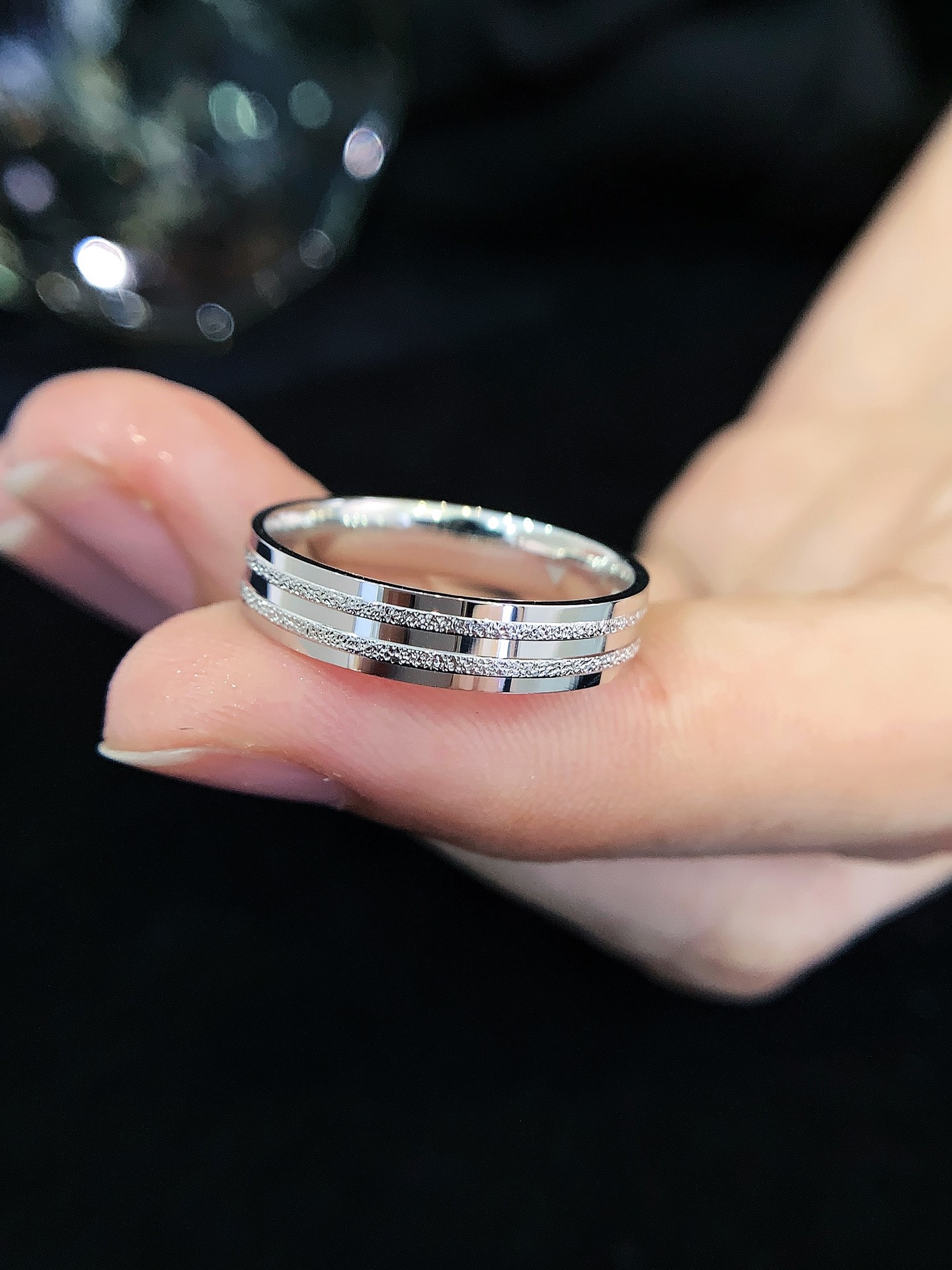 Wholesale PT950 Couple Rings Wedding Band Ring  Double Layer Hammer Decoraion Fine Jewelry for Men Women