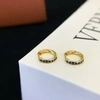18K Yellow Gold Fine Jewelry 18K 14k Gold Vermeil Birthstone Lab Sapphire Hoop Huggie Earrings 2