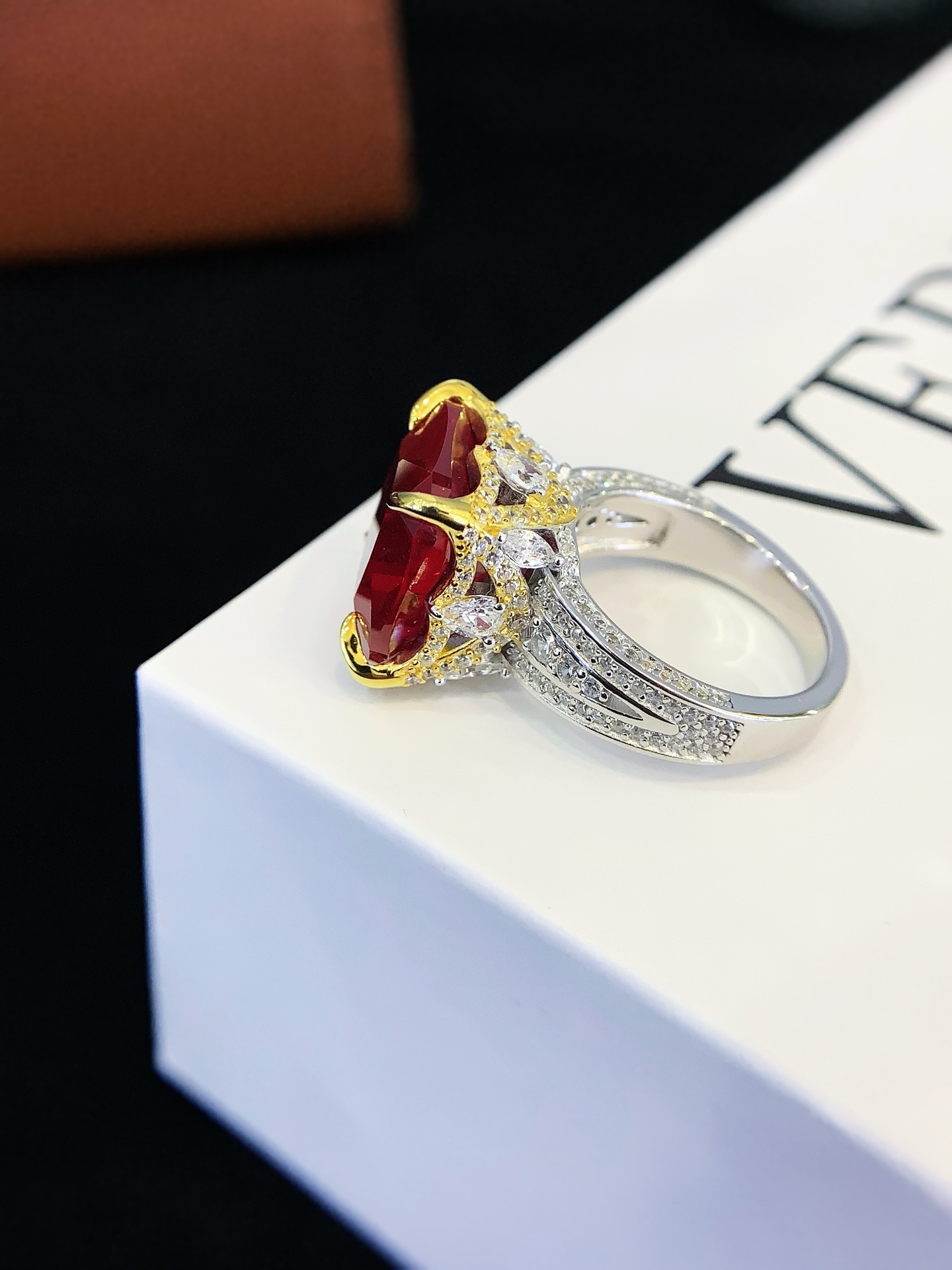 Ruby Rings for Women 925 Sterling Silver Gemstone Engagement Anniversary Ring Big 6.5-8.5 Carat Birthstone Ring, Size 6 to 10 7