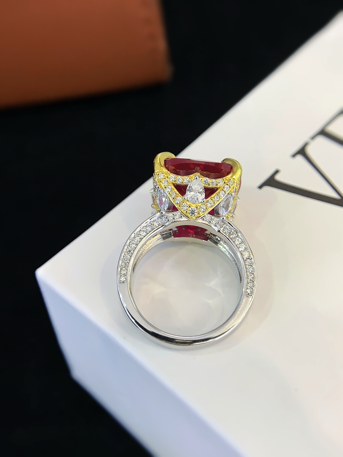 Ruby Rings for Women 925 Sterling Silver Gemstone Engagement Anniversary Ring Big 6.5-8.5 Carat Birthstone Ring, Size 6 to 10 6