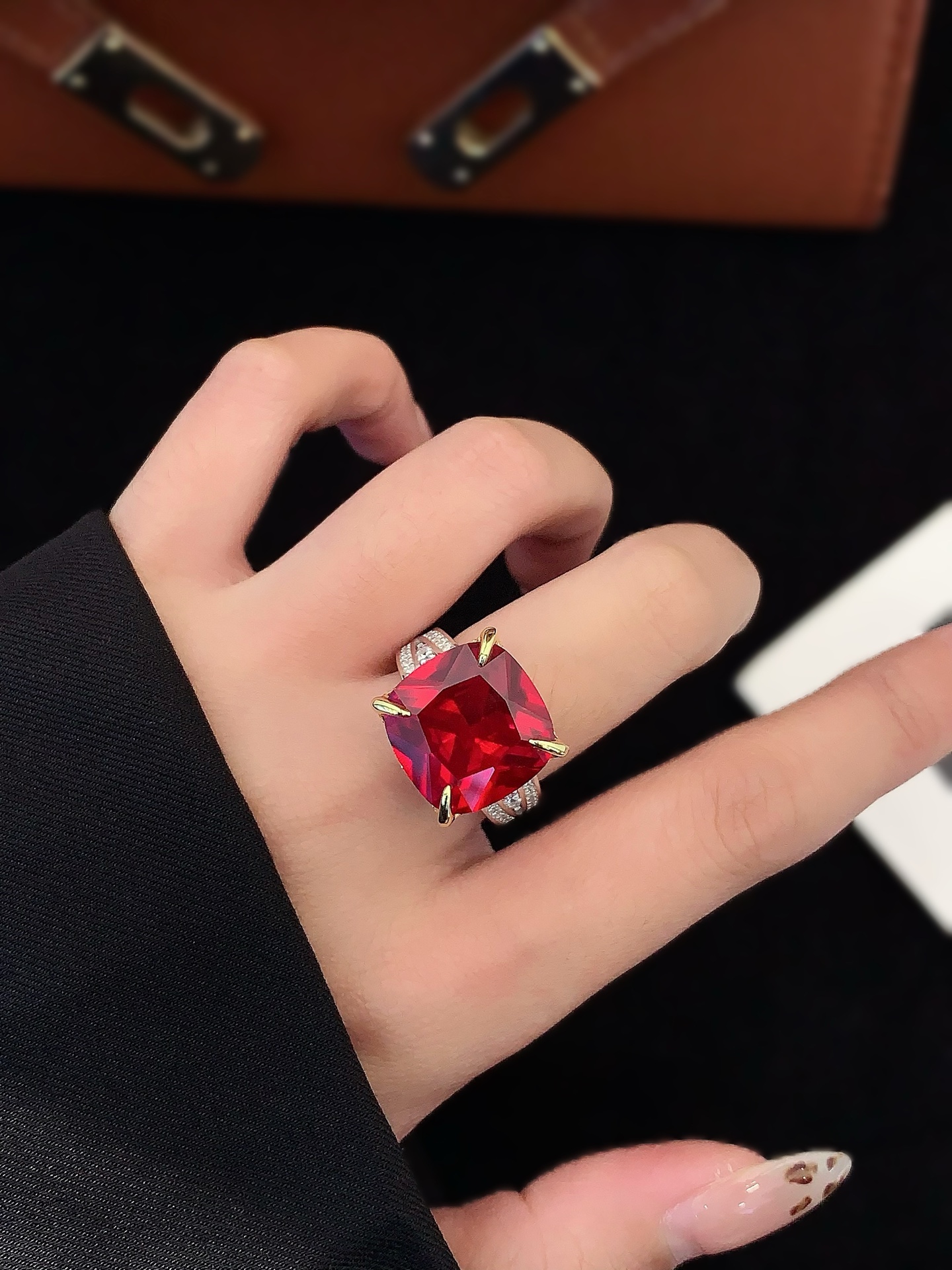 Ruby Rings for Women 925 Sterling Silver Gemstone Engagement Anniversary Ring Big 6.5-8.5 Carat Birthstone Ring, Size 6 to 10 5