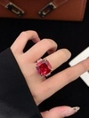 Ruby Rings for Women 925 Sterling Silver Gemstone Engagement Anniversary Ring Big 6.5-8.5 Carat Birthstone Ring, Size 6 to 10 5