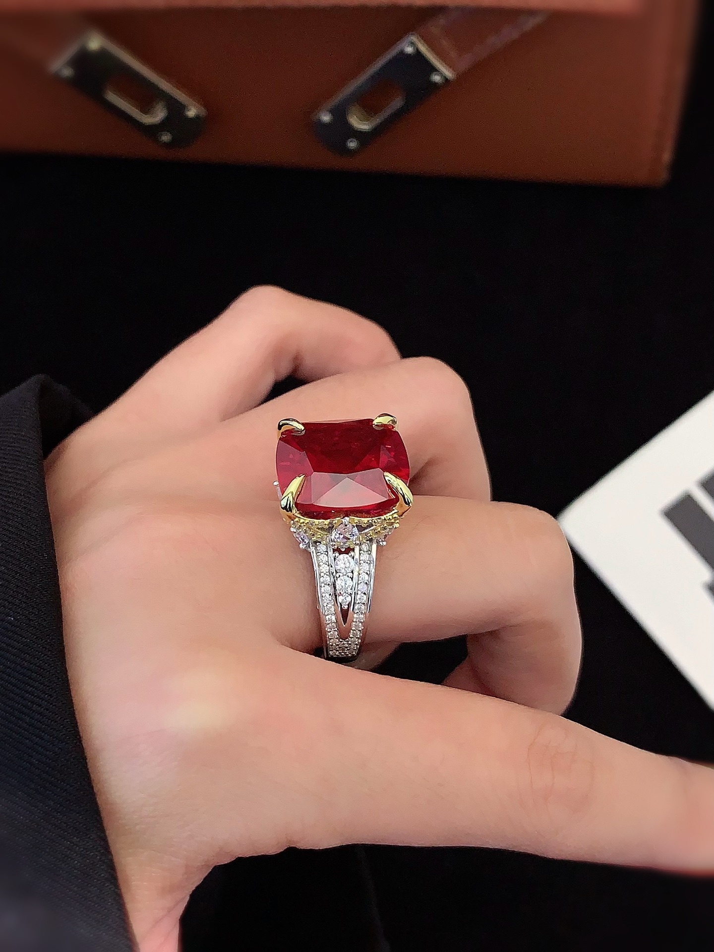 Ruby Rings for Women 925 Sterling Silver Gemstone Engagement Anniversary Ring Big 6.5-8.5 Carat Birthstone Ring, Size 6 to 10 4