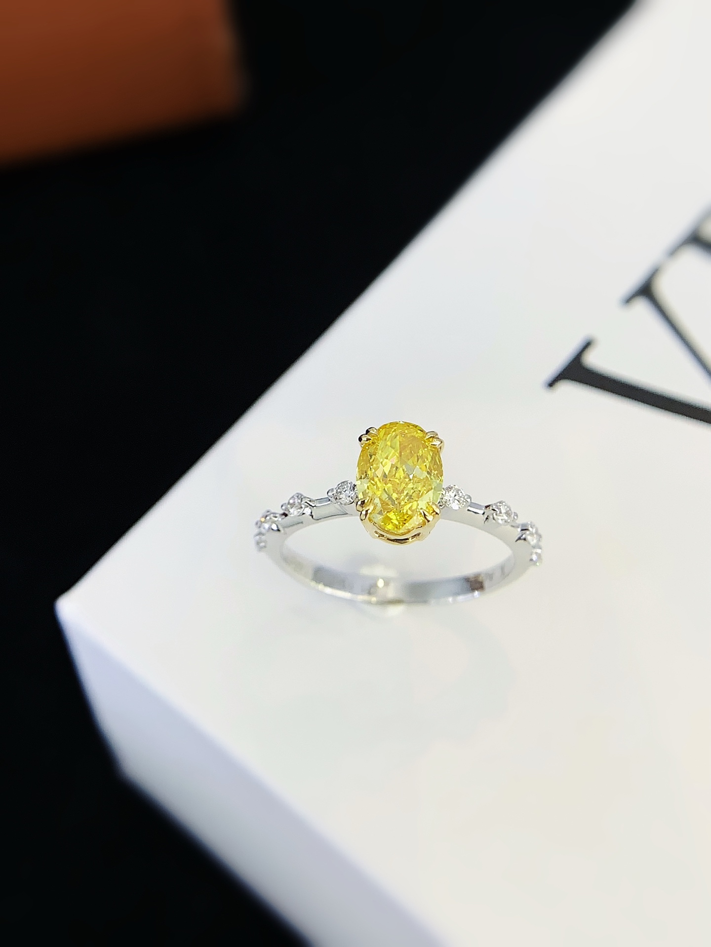 Certified 5x7mm Lab Grown Diamond Oval Cut Engagement Ring with Lab Diamond Sidestone, Unique Christmas Gift For Her