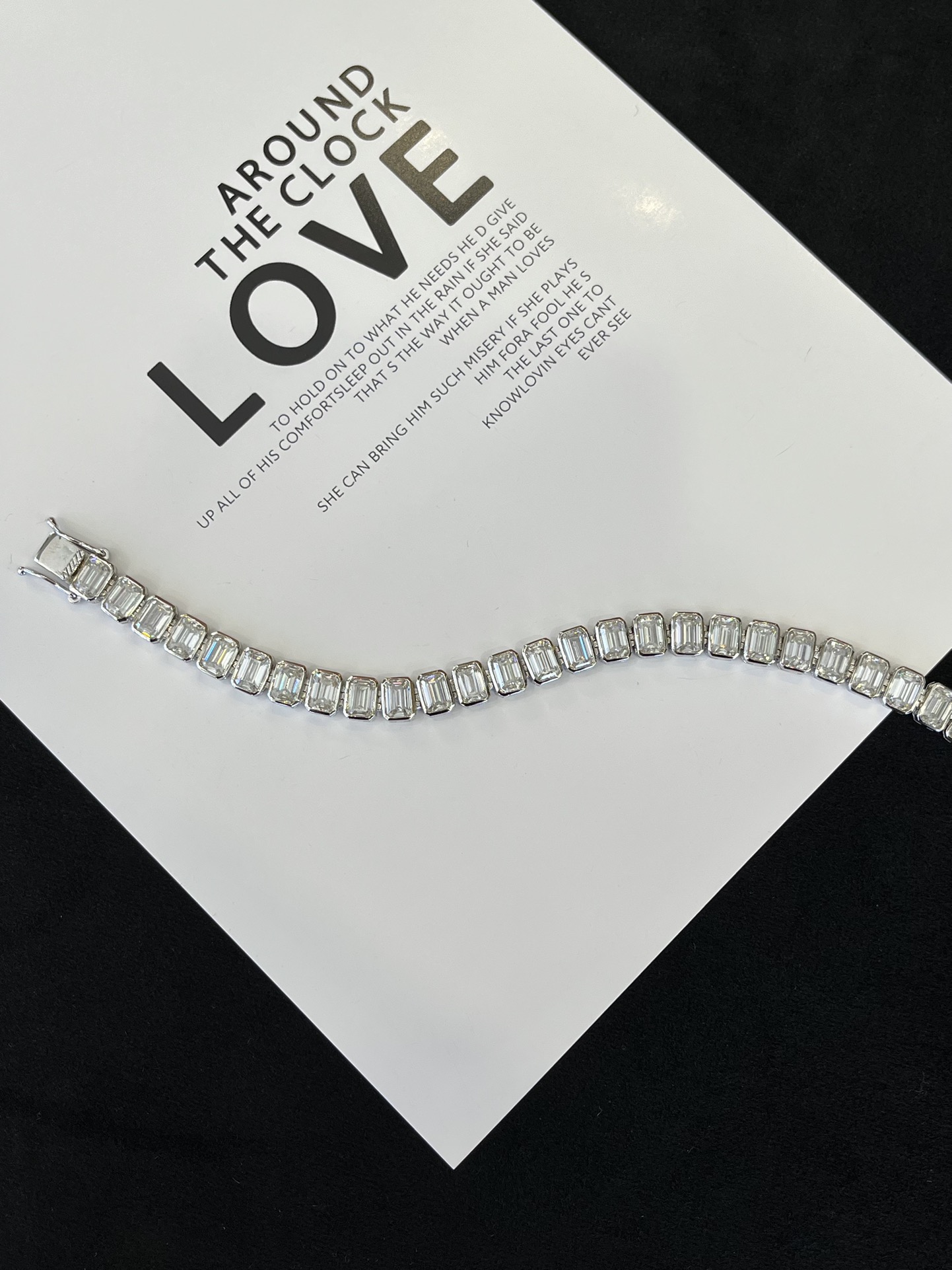 High Quality 925 Silver Fancy Shape Emerald Cut Moissanite D Color VVS1 Tennis Bracelet 5