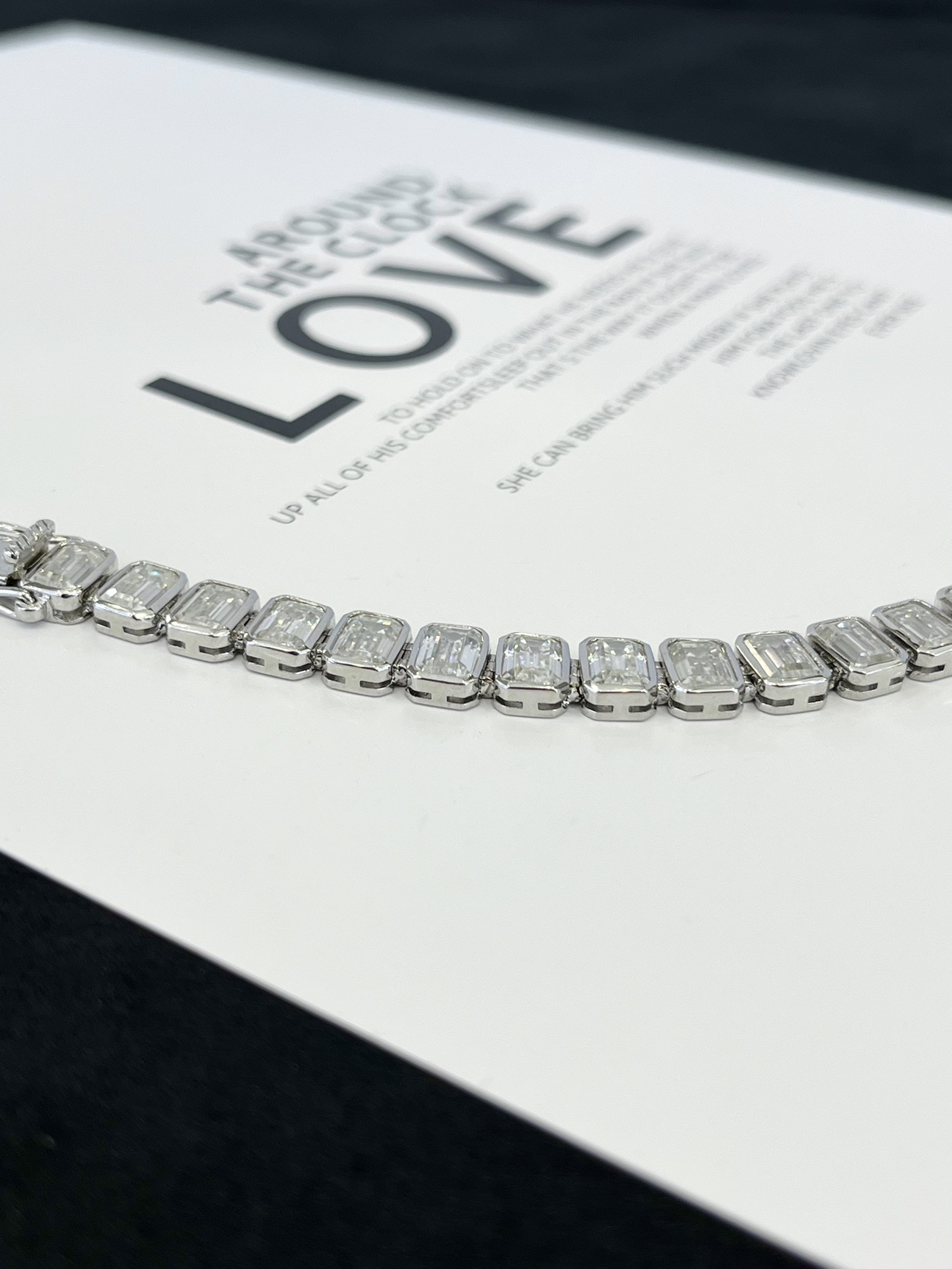 High Quality 925 Silver Fancy Shape Emerald Cut Moissanite D Color VVS1 Tennis Bracelet 4