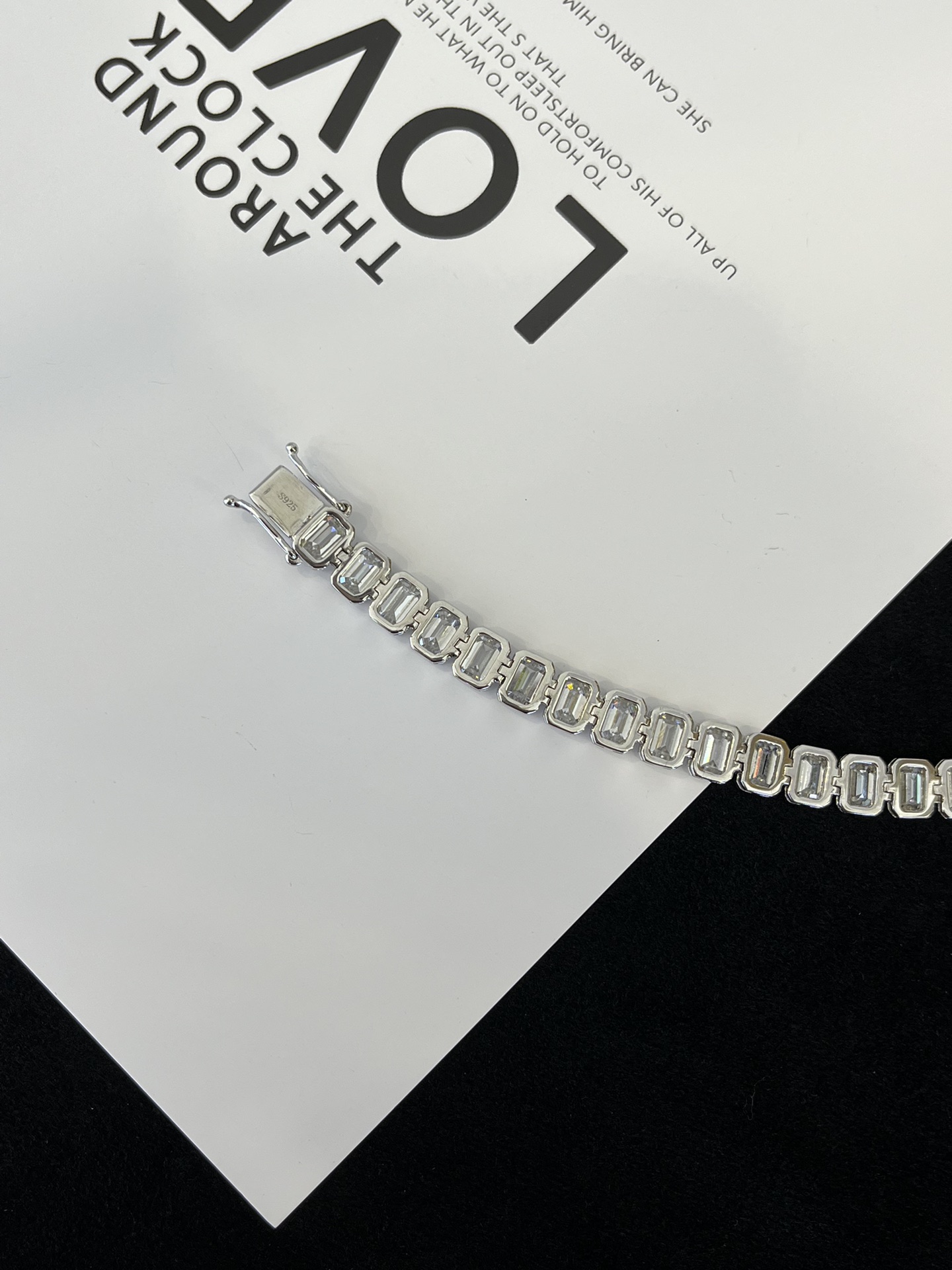 High Quality 925 Silver Fancy Shape Emerald Cut Moissanite D Color VVS1 Tennis Bracelet 6