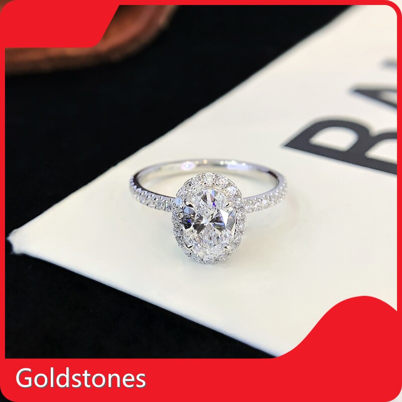 Customized Oval Halo Engagement Rings Lab Created for Wholesale
