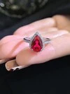 6x9mm Pear Cut Ruby 18K Gold Halo Engagement Ring with Bezel Setting for Gift Party Anniversary 4