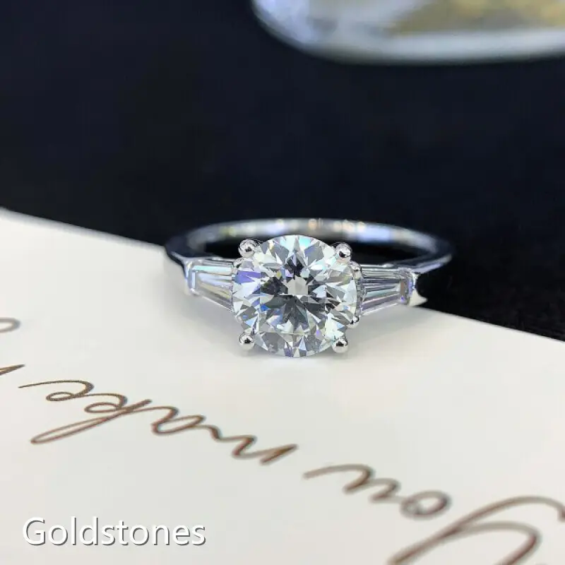 3 Stone Lab Created Diamond Ring Engagement Ring Wholesale - Goldstones 1